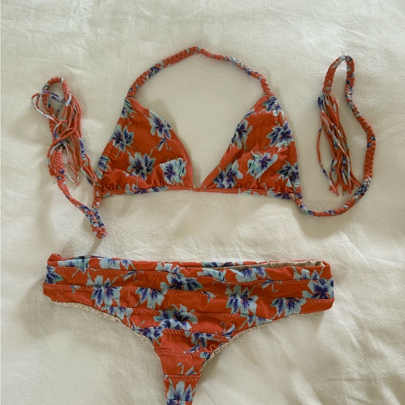 RARE - Acacia Swimwear Aloha Floral Orange Bikini Set - Picture 1 of 7